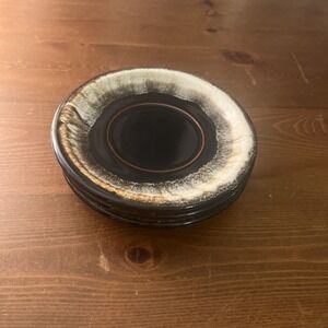 3 Pfaltzgraff Gourmet Brown Drip Glaze Stoneware Saucer Plates 6‎ Inches